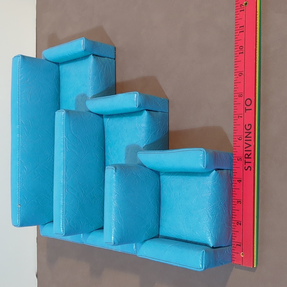 Doll Furniture Living Room Set of 3 Hand Crafted Vintage Blue Boat seat material - Picture 10 of 16